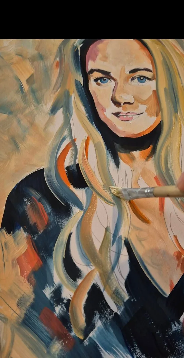 Oil portrait commission, close-up study